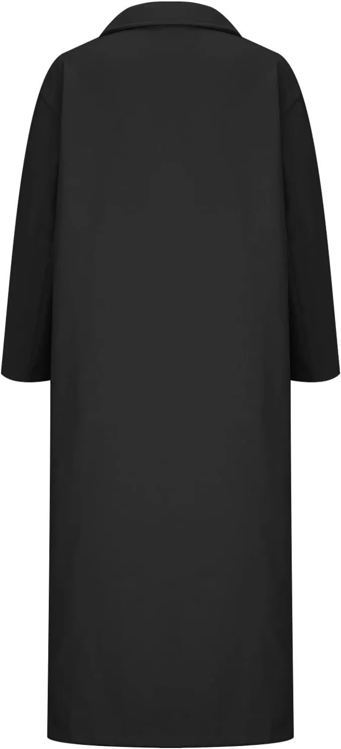 Long Trench Coat for Women Elegant Single Breasted Pea Coat Winter Warm Wool Blend Oversized Pea Coat with Pockets