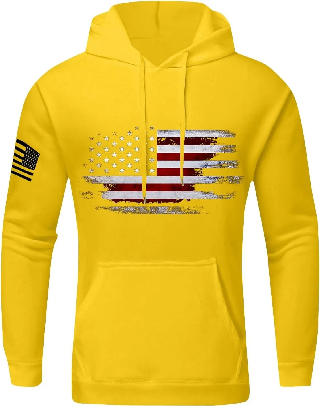 Men Big and Tall Hoodie Long Sleeve USA Flag Graphic Printed Patriotic Hooded Sweatshirt with Pocket