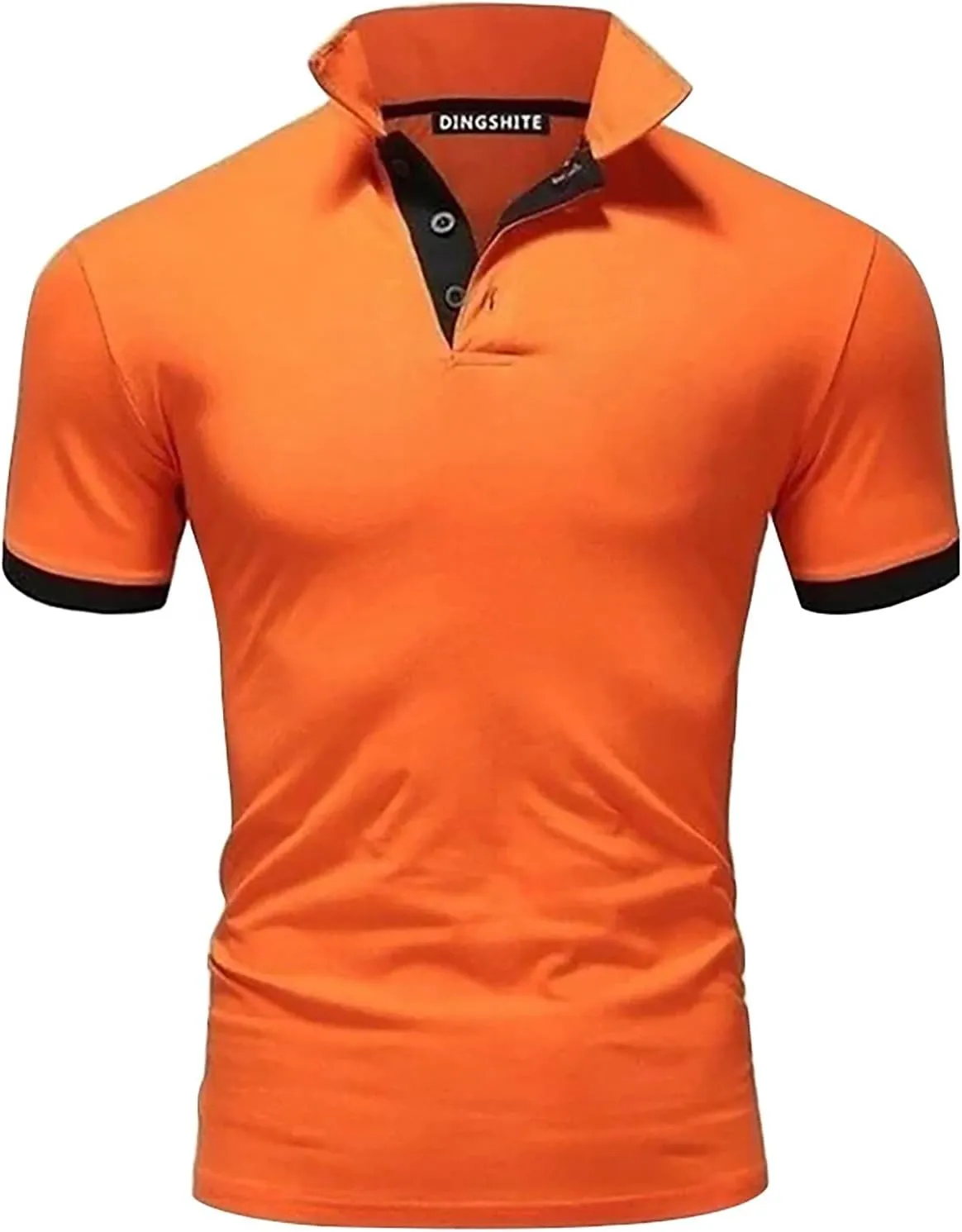 Men Polo Shirt Slim Fit Short Sleeve Cotton Golf Shirt Solid Performance Casual T-Shirts Lapel Collared Work Shirts