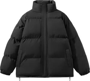Men Women Down Coat Winter Oversized Puffer Jackets Stand Collar Unisex Puffy Jacket Plus Size Outerwear with Pockets