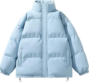 Men Women Down Coat Winter Oversized Puffer Jackets Stand Collar Unisex Puffy Jacket Plus Size Outerwear with Pockets