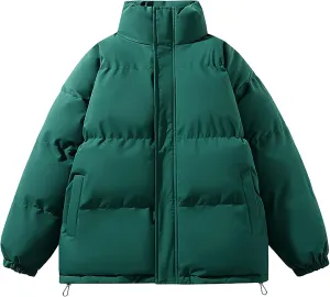 Men Women Down Coat Winter Oversized Puffer Jackets Stand Collar Unisex Puffy Jacket Plus Size Outerwear with Pockets