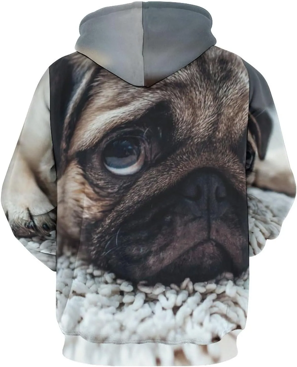 MENRIAOV Pug Dog on The Floor Mens Womens Novelty Hoodies with Pocket 3D Printed Hoodies Sweatshirt