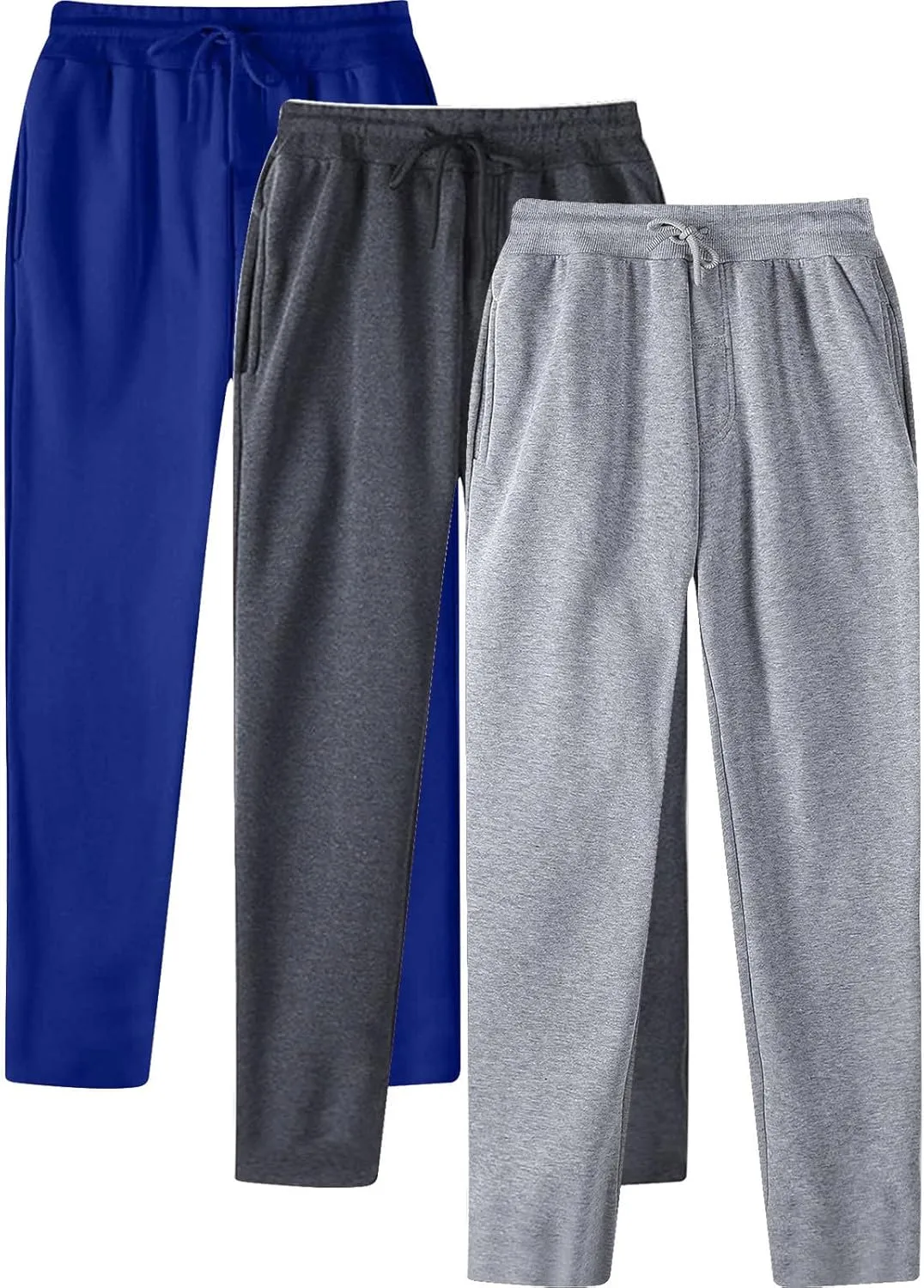 Mens 3 Pack Sweatpants Loose Fleece Casual Trousers Elastic Waist Drawstring Jogger Pants Baggy Running Sports Pants