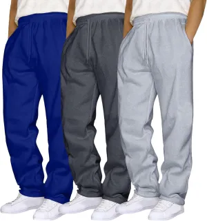 Mens 3 Pack Sweatpants Loose Fleece Casual Trousers Elastic Waist Drawstring Jogger Pants Baggy Running Sports Pants
