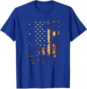 Mens American Flag Shirt Retro USA Patriotic 4th of July T-Shirts Casual Crewneck Short Sleeve Star Stripes Tee Shirts