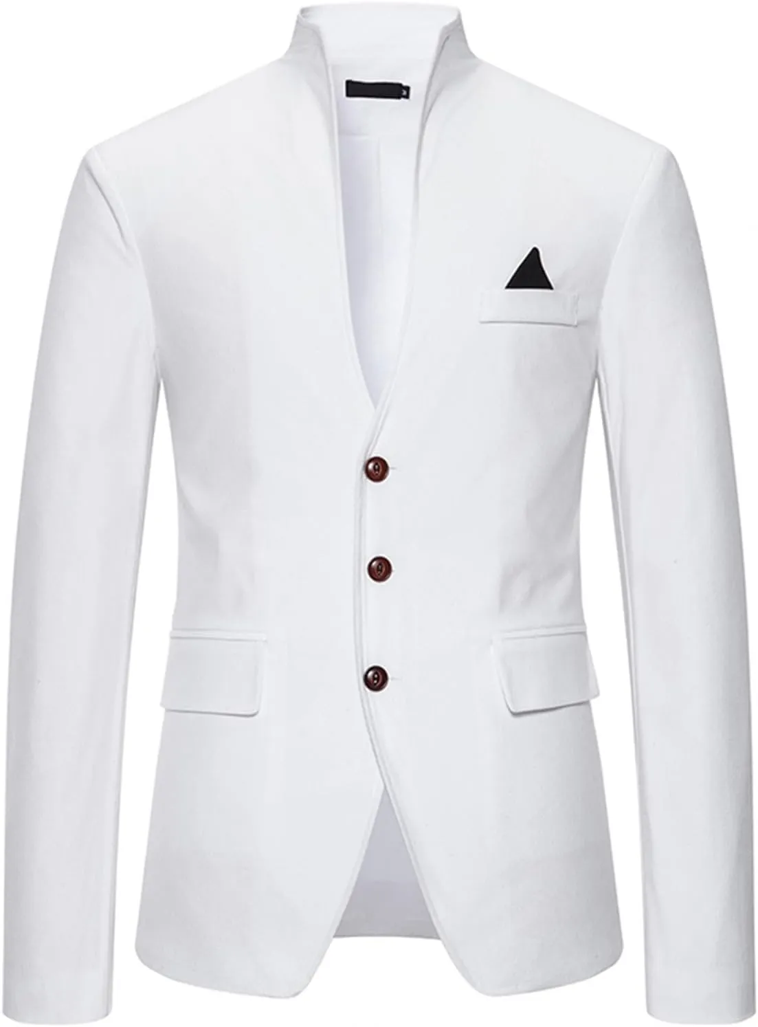 Mens Blazer Jacket Slim Fit Lightweight Casual Button Solid Suit Jacket Daily Business Solid Stand Collar Suits