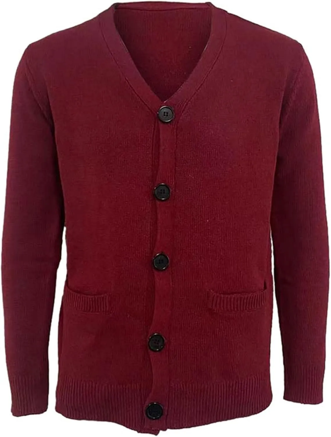 Mens Button Down Knitted Cardigan Sweaters V Neck Long Sleeve Slim Fit Casual Ribbed Knit Textured Sweater S-XXL