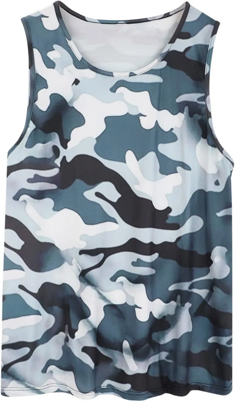 Men's Camo Workout Tank Tops Athletic Sleeveless Muscle Cut Off Shirt Vests Gym Fitness Bodybuilding Quick Dry T-Shirt