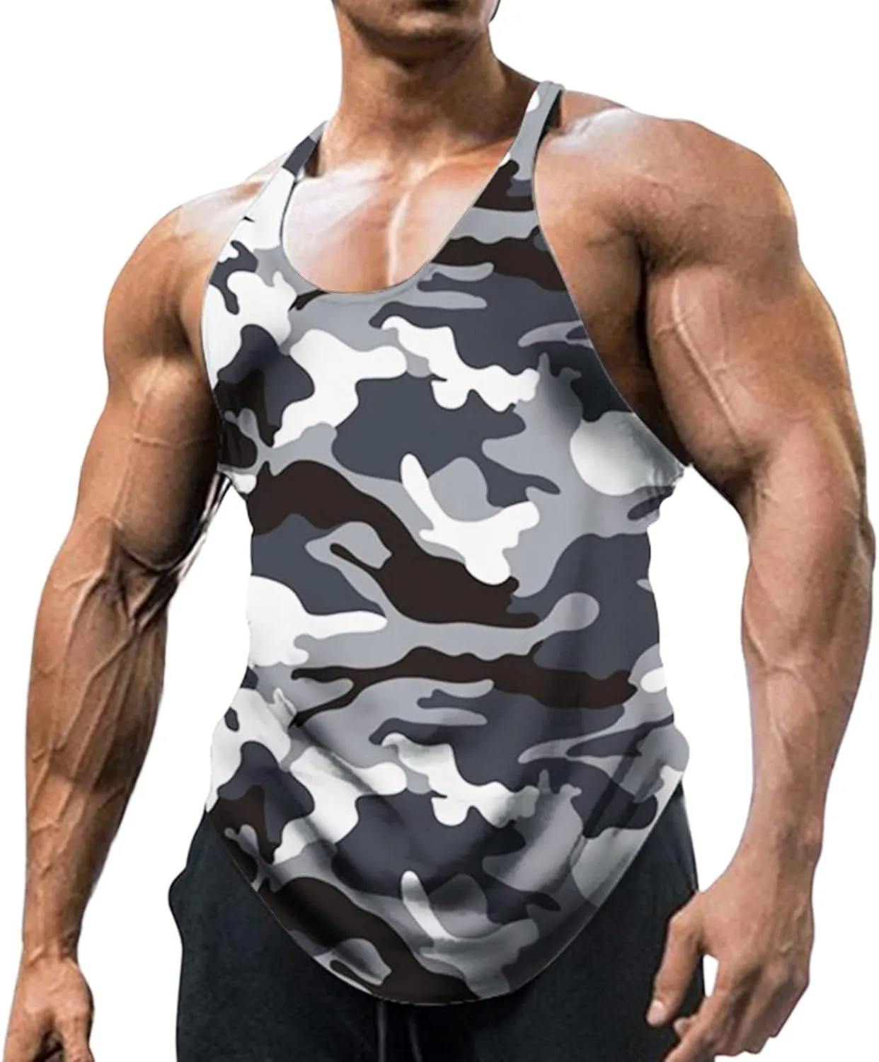 Men's Camo Workout Tank Tops Athletic Sleeveless Muscle Cut Off Shirt Vests Gym Fitness Bodybuilding Quick Dry T-Shirt