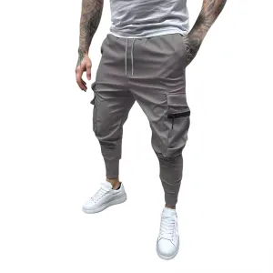 Men's Cargo Jogger Pants Stretch Sweatpants Slim Fit Tactical Pants with Zipper Pockets Casual Trousers Men's Casual Slim Fit Pants Skinny Stretch Dress Slacks #23- Grey Small