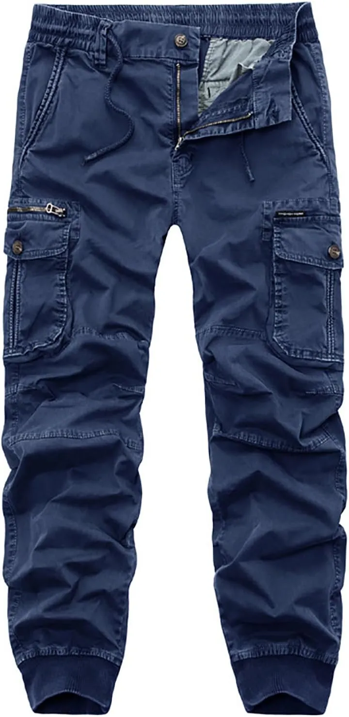 Mens Cargo Pants Slim Fit Hiking Pants Men Casual Lightweight Joggers Work Pants Multi-Pocket Military Pants