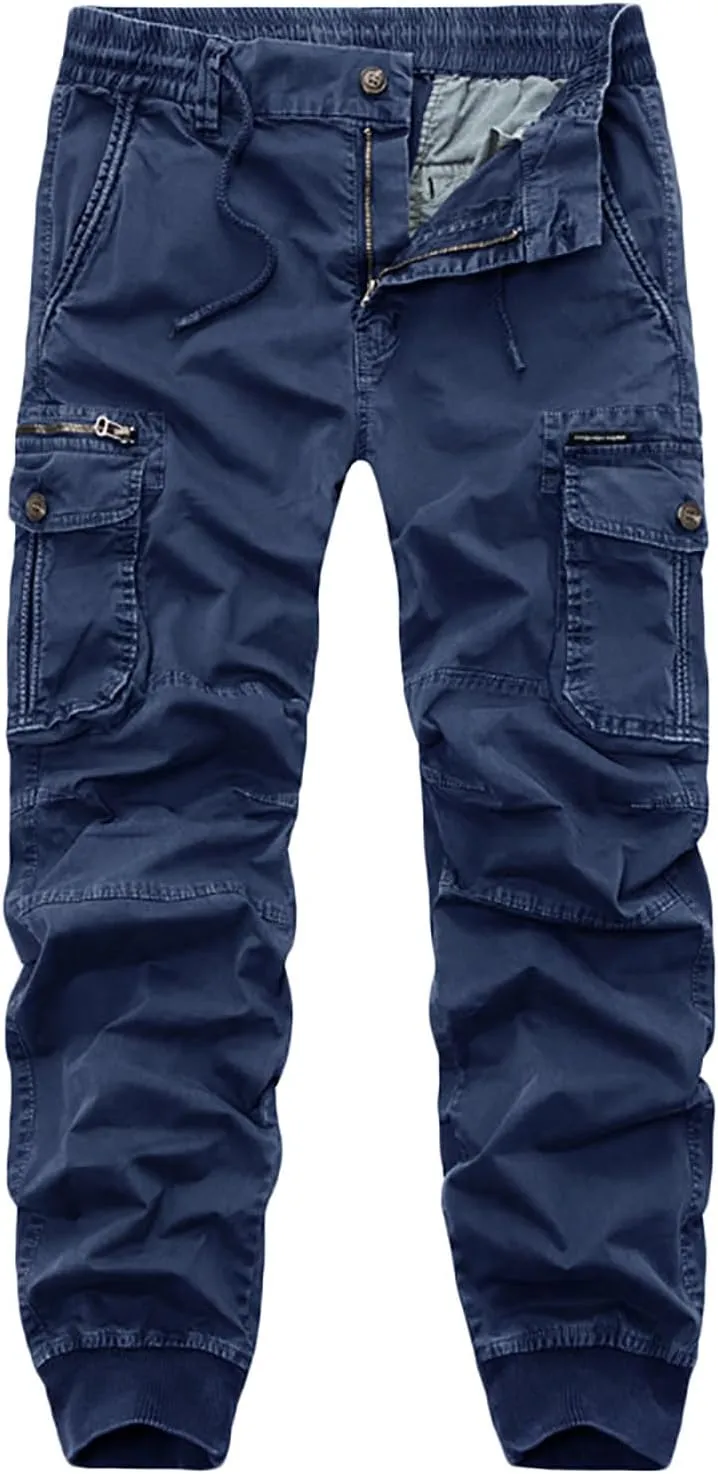Mens Cargo Pants Slim Fit Hiking Pants Men Casual Lightweight Joggers Work Pants Multi-Pocket Military Pants