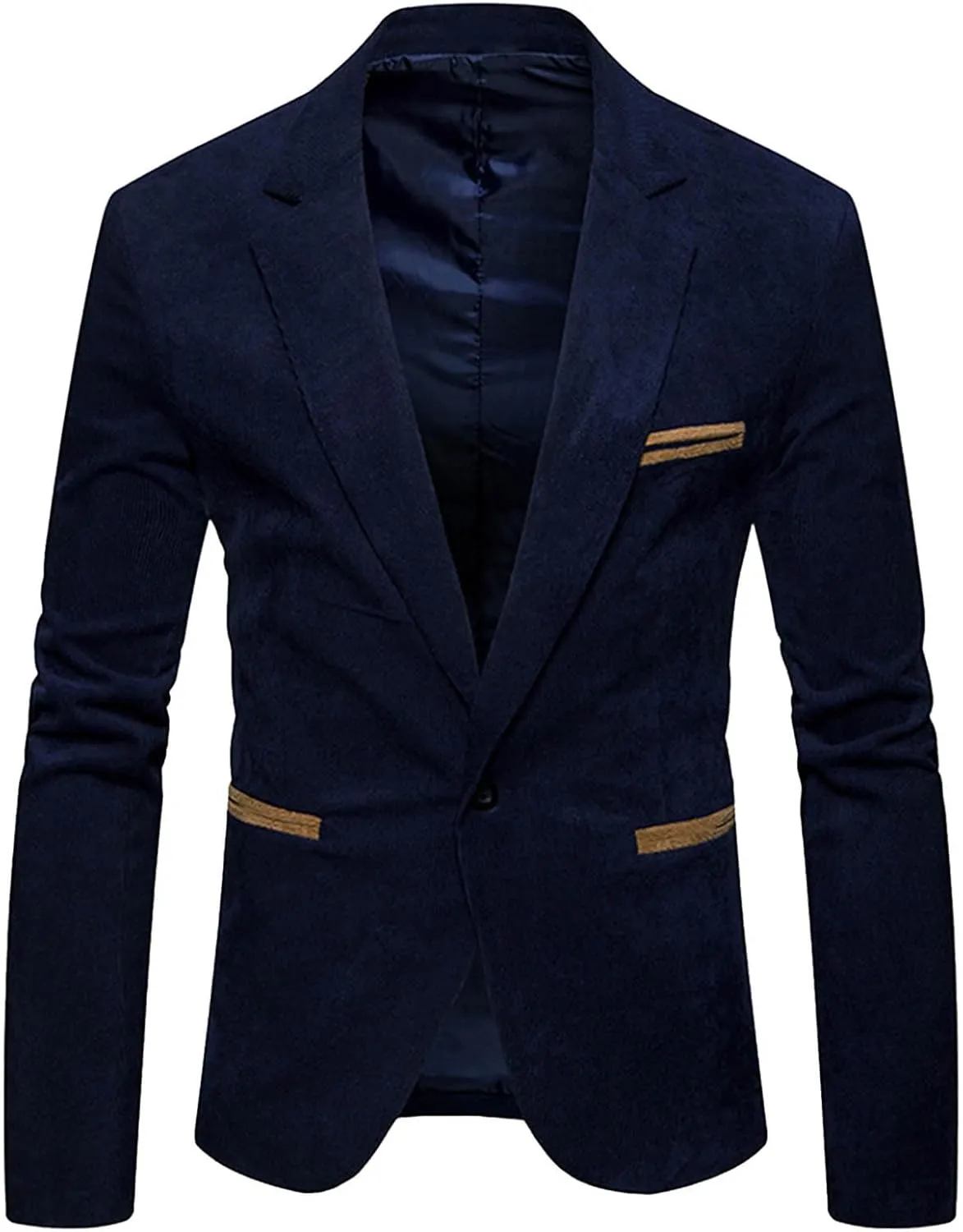 Men's Casual Corduroy Blazer Classic Fit One Button Sport Coat Fashion Notch Lapel Blazer Jacket Fall Winter Jackets
