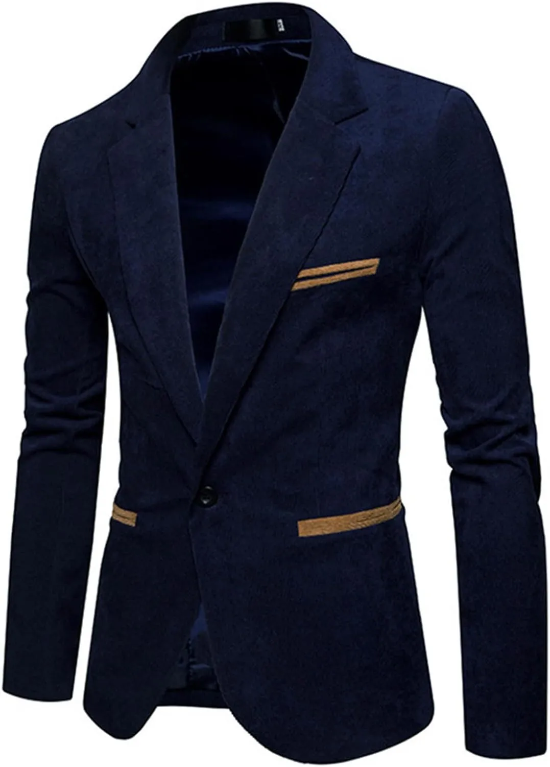 Men's Casual Corduroy Blazer Classic Fit One Button Sport Coat Fashion Notch Lapel Blazer Jacket Fall Winter Jackets