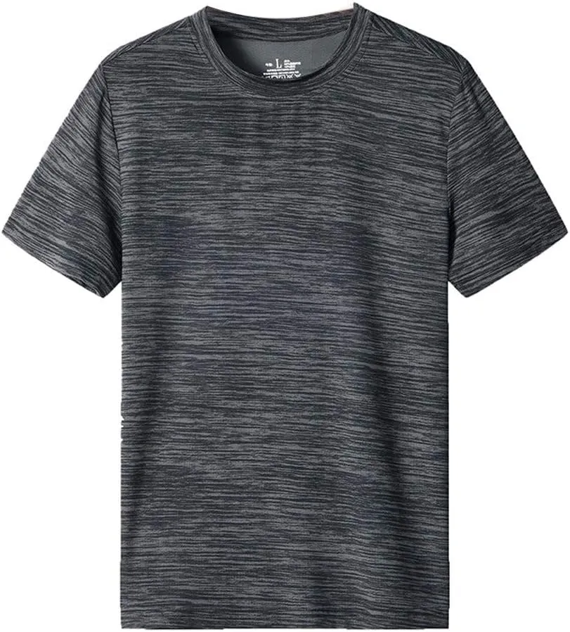 Men's Casual Crew Neck Sweatshirt Breathable Short Sleeve T Shirt Quick Dry Plain Performance Tee Workout Gym Activewear