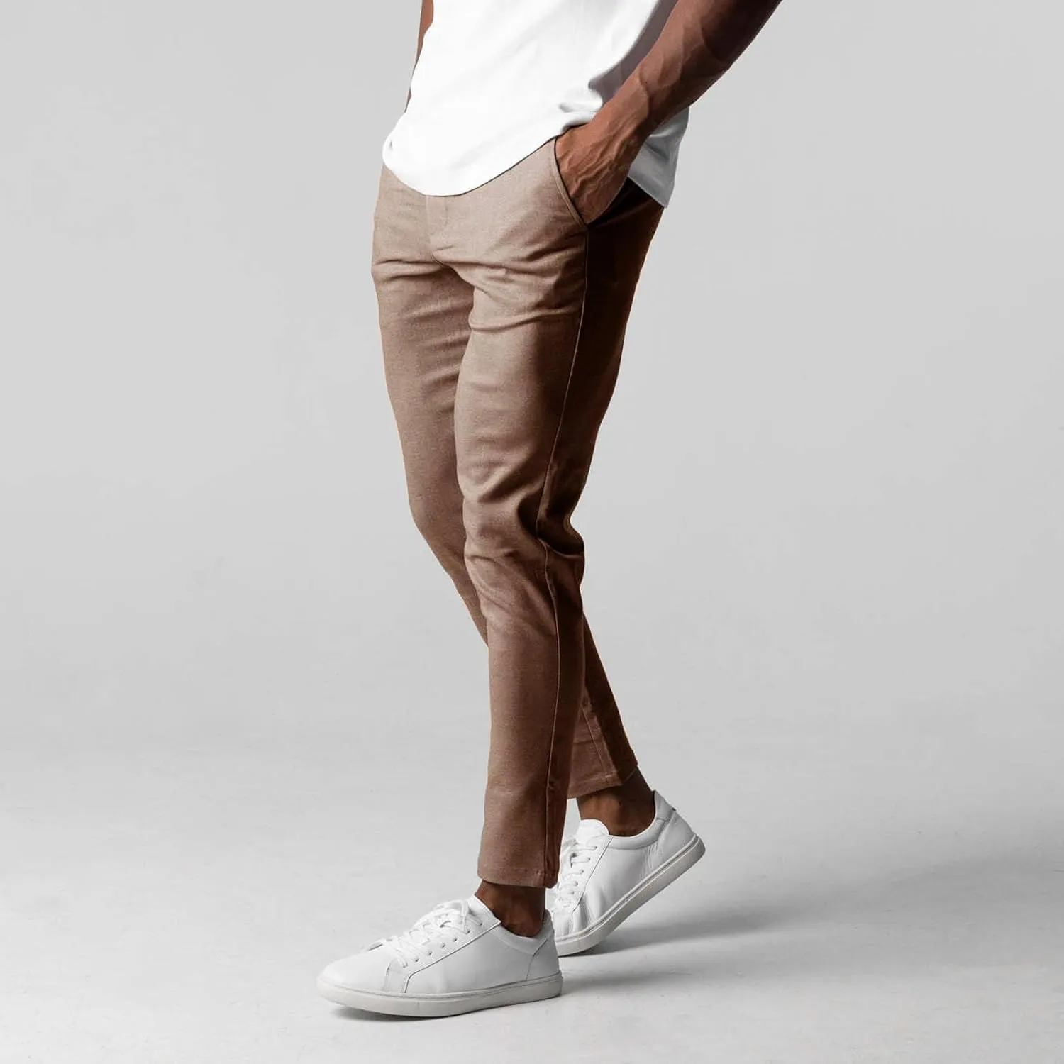 Men's Casual Pants Slim Dress Pants Stretchy Flat Front Tapered Legs Regular Casual Elastic Waist Straight Legs Daily Wear