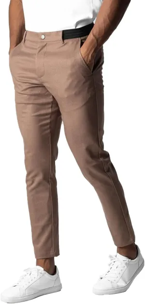 Men's Casual Pants Slim Dress Pants Stretchy Flat Front Tapered Legs Regular Casual Elastic Waist Straight Legs Daily Wear