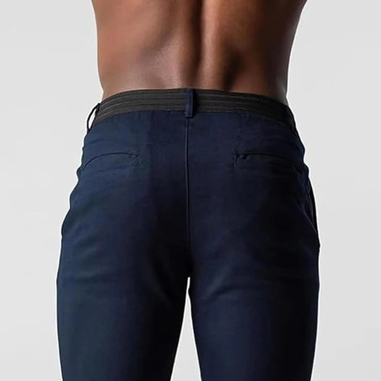 Men's Casual Pants Slim Dress Pants Stretchy Flat Front Tapered Legs Regular Casual Elastic Waist Straight Legs Daily Wear
