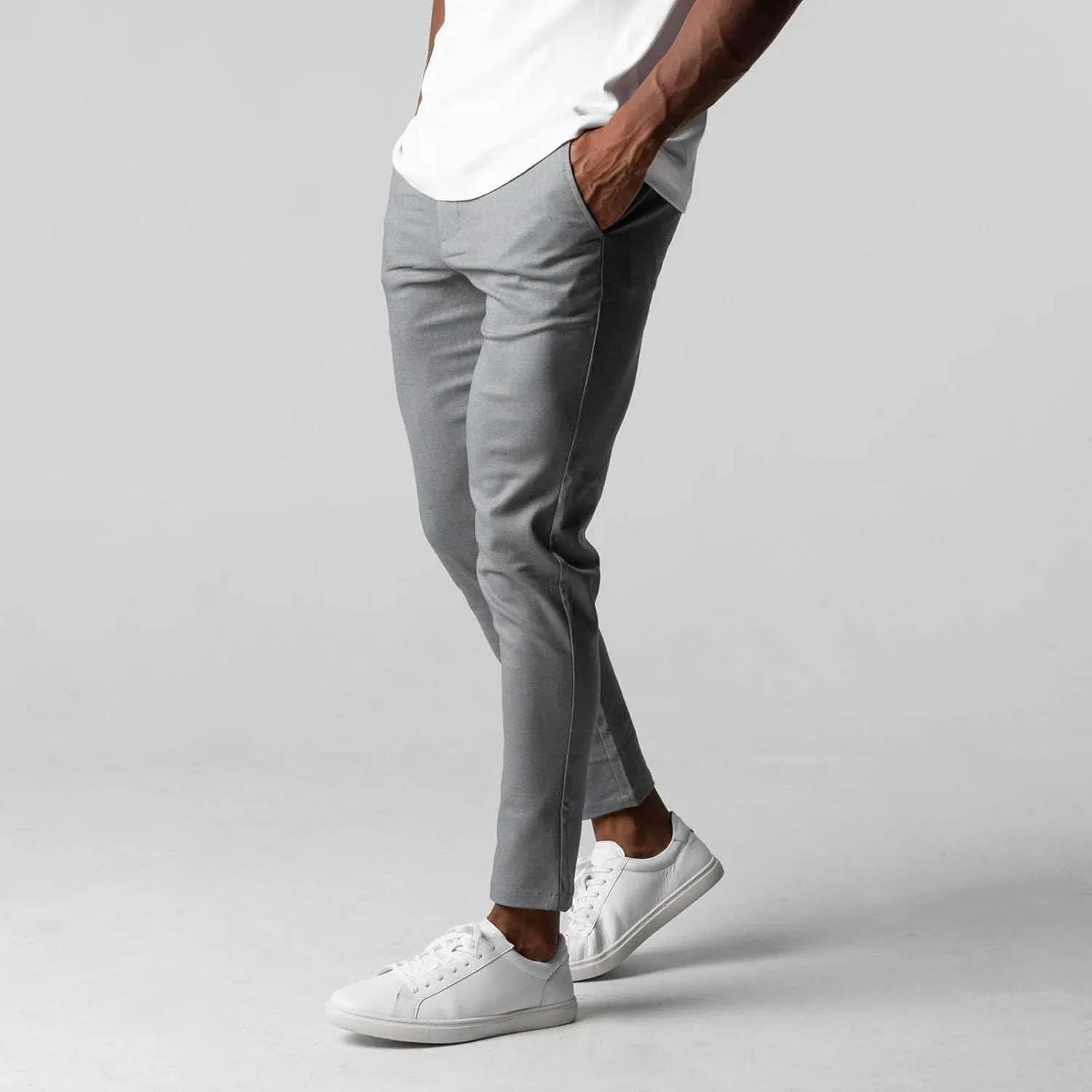 Men's Casual Pants Slim Dress Pants Stretchy Flat Front Tapered Legs Regular Casual Elastic Waist Straight Legs Daily Wear