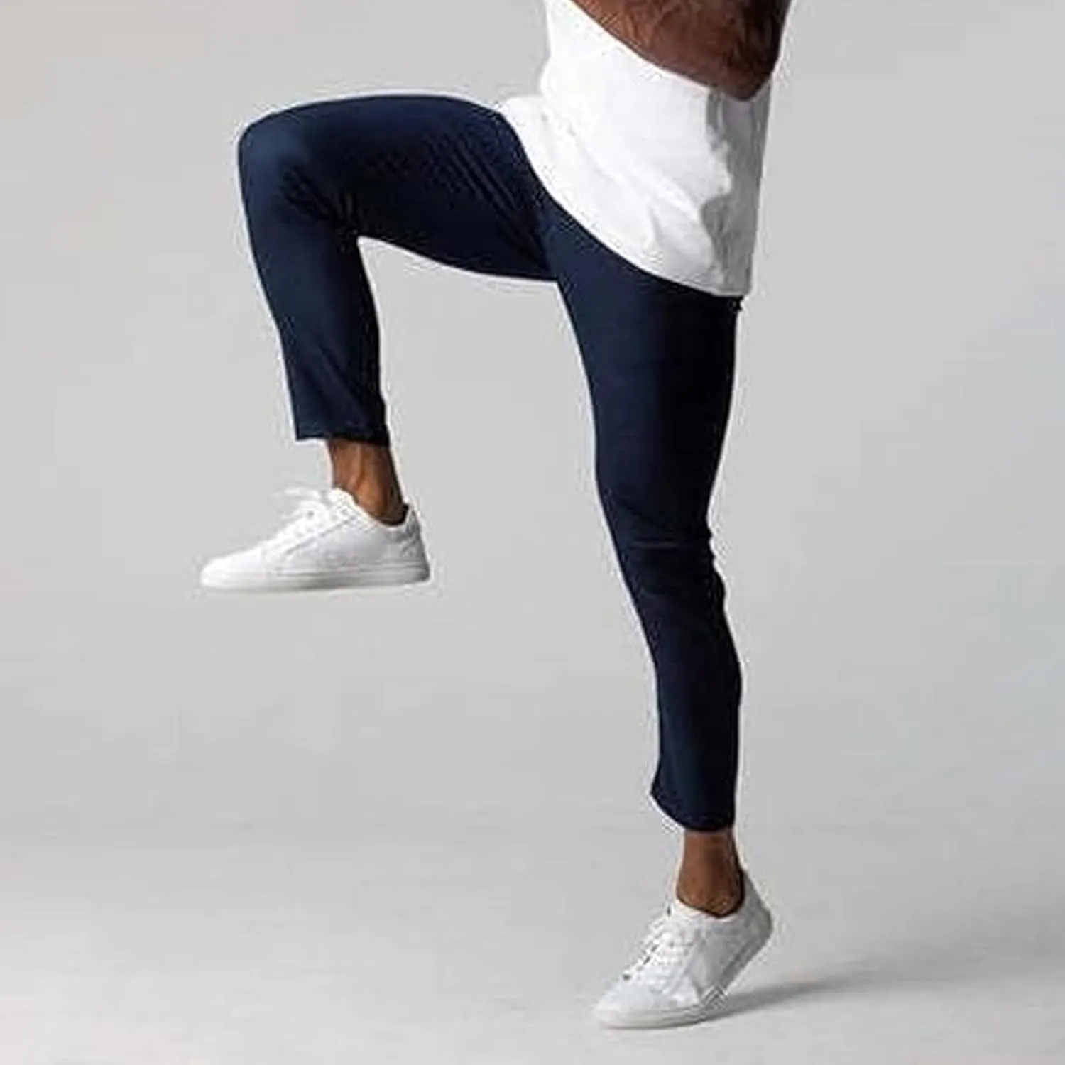 Men's Casual Pants Slim Dress Pants Stretchy Flat Front Tapered Legs Regular Casual Elastic Waist Straight Legs Daily Wear