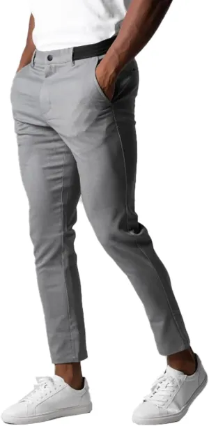 Men's Casual Pants Slim Dress Pants Stretchy Flat Front Tapered Legs Regular Casual Elastic Waist Straight Legs Daily Wear