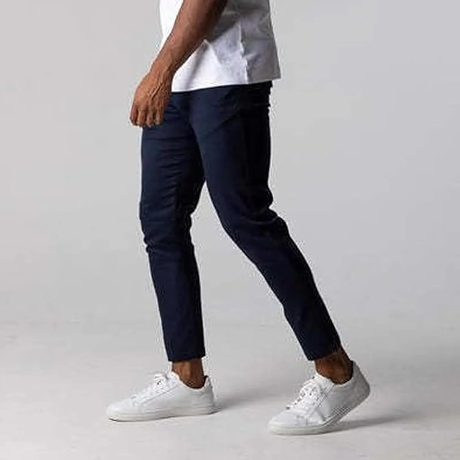 Men's Casual Pants Slim Dress Pants Stretchy Flat Front Tapered Legs Regular Casual Elastic Waist Straight Legs Daily Wear