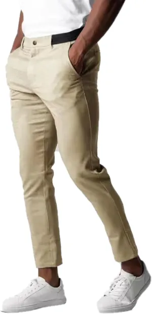 Men's Casual Pants Slim Dress Pants Stretchy Flat Front Tapered Legs Regular Casual Elastic Waist Straight Legs Daily Wear