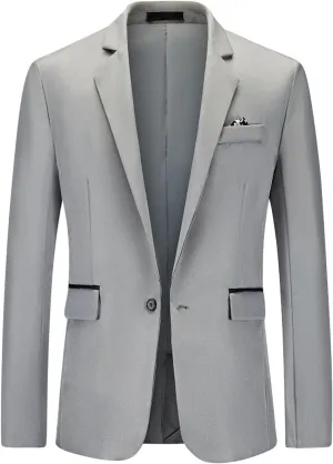 Mens Casual Suit Blazer Jackets Lightweight Sports Coat One Button Notched Lapel Slim Fit Business Stylish Blazers