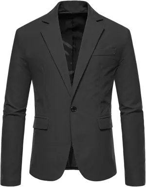Men's Casual Suit Blazer Jackets Lightweight Sports Coats One Button Slim Fit Business Suit Jacket