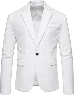 Men's Casual Suit Blazer Jackets Lightweight Sports Coats One Button Slim Fit Business Suit Jacket