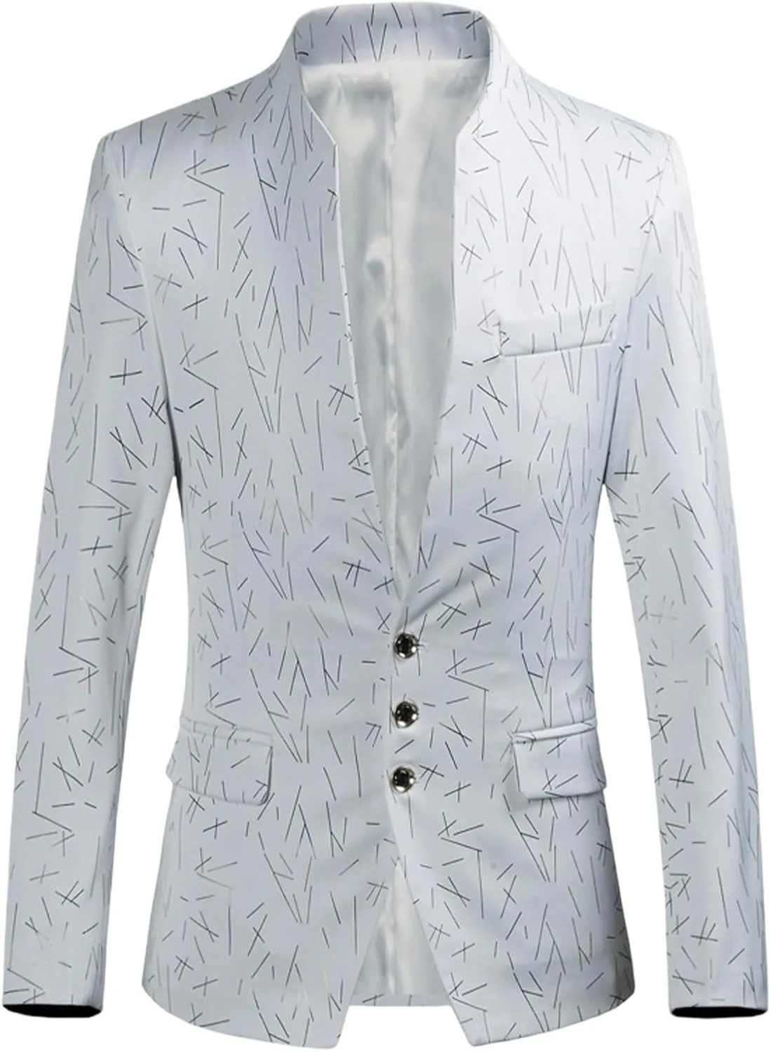 Mens Casual Suit Blazer Jackets Stand Mandarin Collar Lightweight Elegant Sport Coats Slim Fit Daily Business Coats