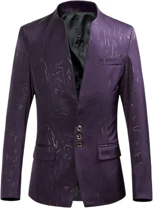 Mens Casual Suit Blazer Jackets Stand Mandarin Collar Lightweight Elegant Sport Coats Slim Fit Daily Business Coats