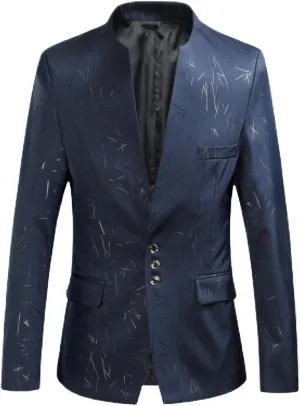 Mens Casual Suit Blazer Jackets Stand Mandarin Collar Lightweight Elegant Sport Coats Slim Fit Daily Business Coats