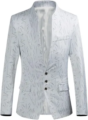 Mens Casual Suit Blazer Jackets Stand Mandarin Collar Lightweight Elegant Sport Coats Slim Fit Daily Business Coats