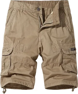 Men's Elastic Fleece Cargo Pants with Multi-Pockets Cargo Men's Cargo Pants with Elastic Waistband and Drawstring