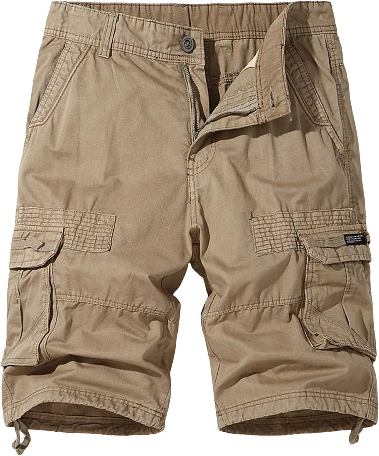 Men's Elastic Fleece Cargo Pants with Multi-Pockets Cargo Men's Cargo Pants with Elastic Waistband and Drawstring