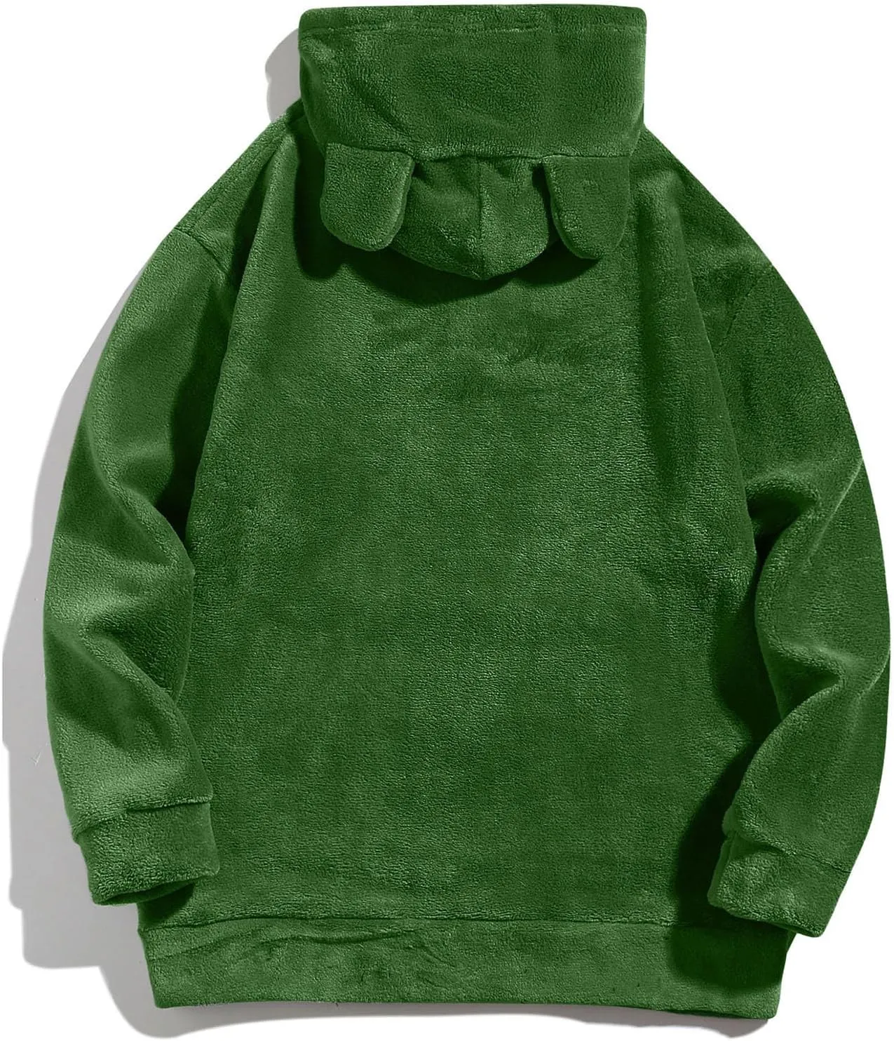 Mens Fuzzy Soft Hoodies Solid Color Homewear Coral Fleece Sweatshirts Winter Warm Funny Bear Ears Pullover Long Sleeve