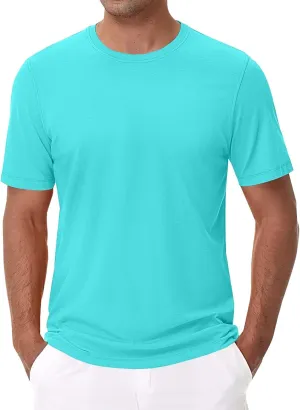 Mens Heavyweight Cotton T-Shirts Crew Neck Summer Loose Big and Tall T Shirts Quick Dry Running Athletic Gym Tees