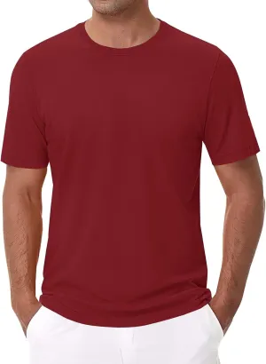 Mens Heavyweight Cotton T-Shirts Crew Neck Summer Loose Big and Tall T Shirts Quick Dry Running Athletic Gym Tees