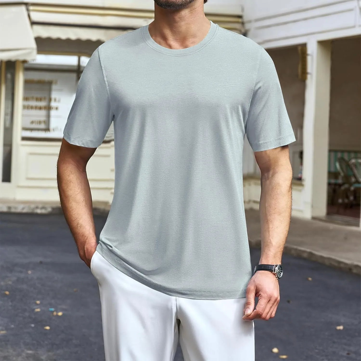 Mens Heavyweight Cotton T-Shirts Crew Neck Summer Loose Big and Tall T Shirts Quick Dry Running Athletic Gym Tees