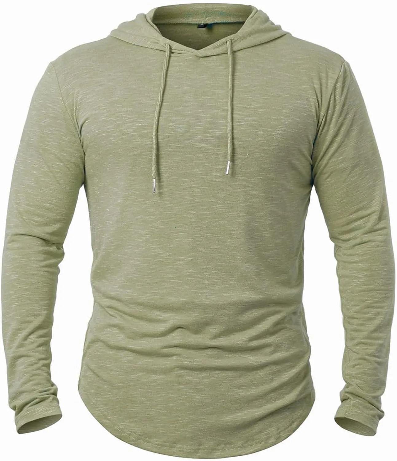 Mens Hooded T Shirts Long Sleeve Moisture Wicking Sports Tops Workout Crew Neck Classic Plain High Performance Shirt
