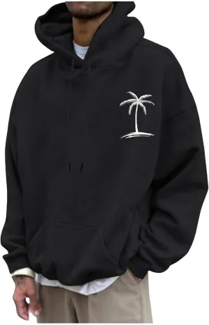 Mens Hoodie Fashion Graphic Printed Long Sleeve Hooded Pullover Sweatshirts 2024 Lightweight Oversized Casual Tops