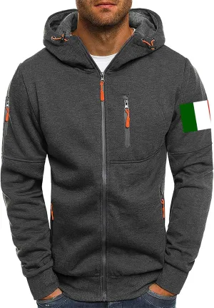 Men's Hoodies Full Zip Canada Jacket Vintage Workout Running Active Hoodies with Pockets Military Tactical Sweatshirt