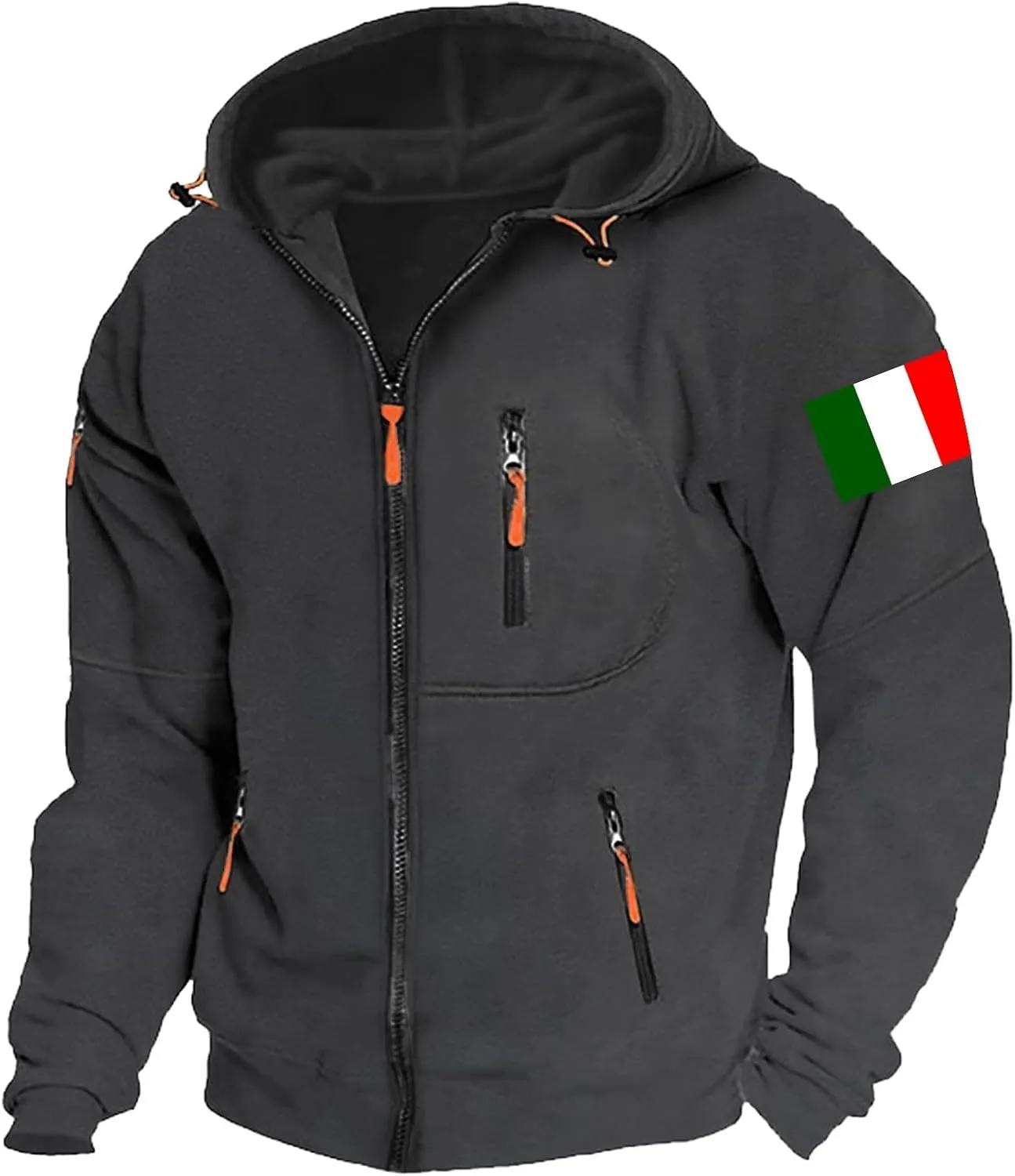 Men's Hoodies Full Zip Canada Jacket Vintage Workout Running Active Hoodies with Pockets Military Tactical Sweatshirt
