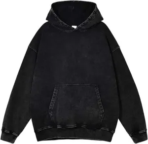Mens Hoodies Pullover Oversized Fleece Hoodie Wash Plush Sweatshirt Vintage Heavyweight Fall Streetwear Unisex