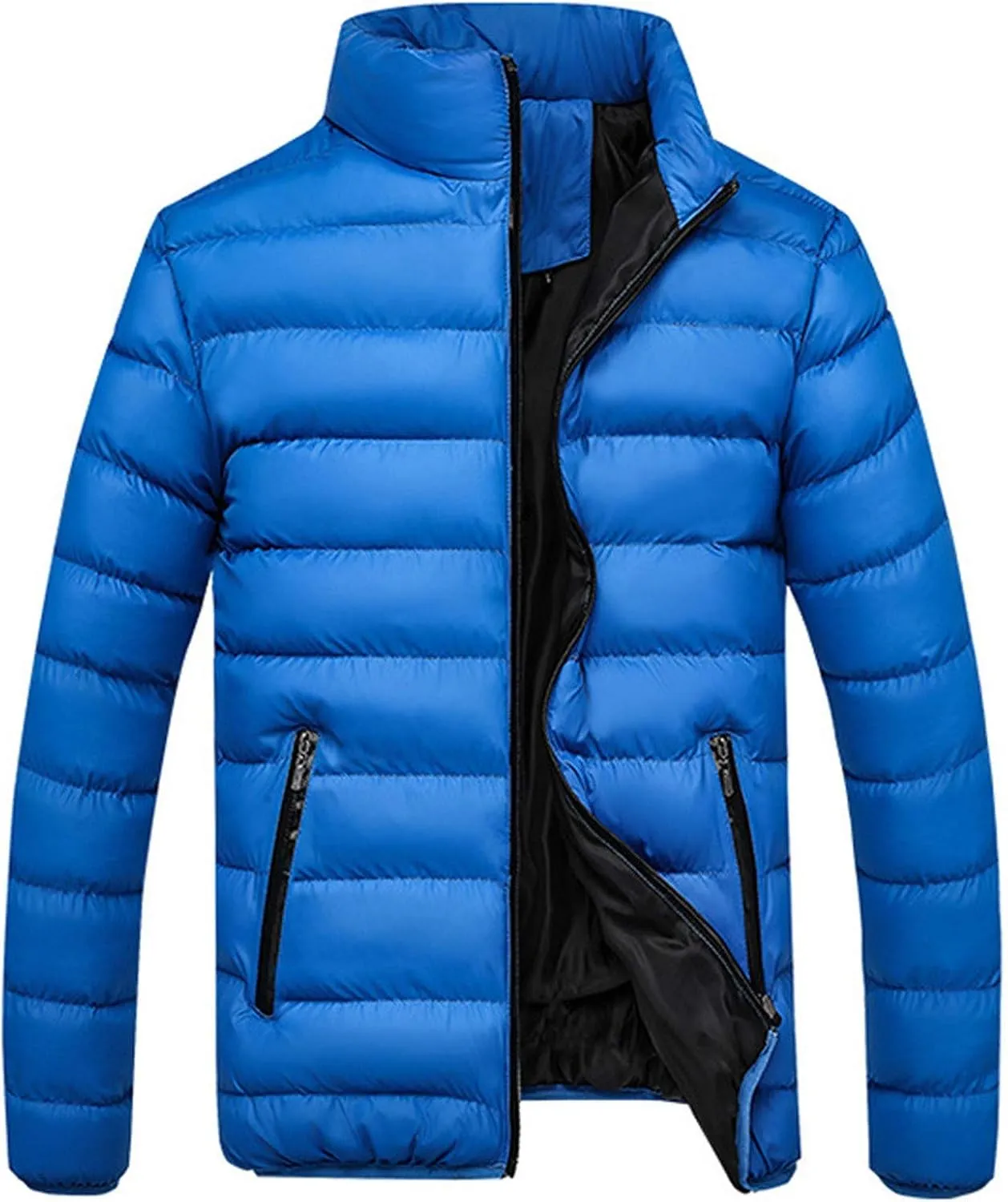 Men's Lightweight Puffer Jacket Packable Down Coat Stand Collar Quilted Jacket Slim Fit Insulated Jacket Winter Outwear
