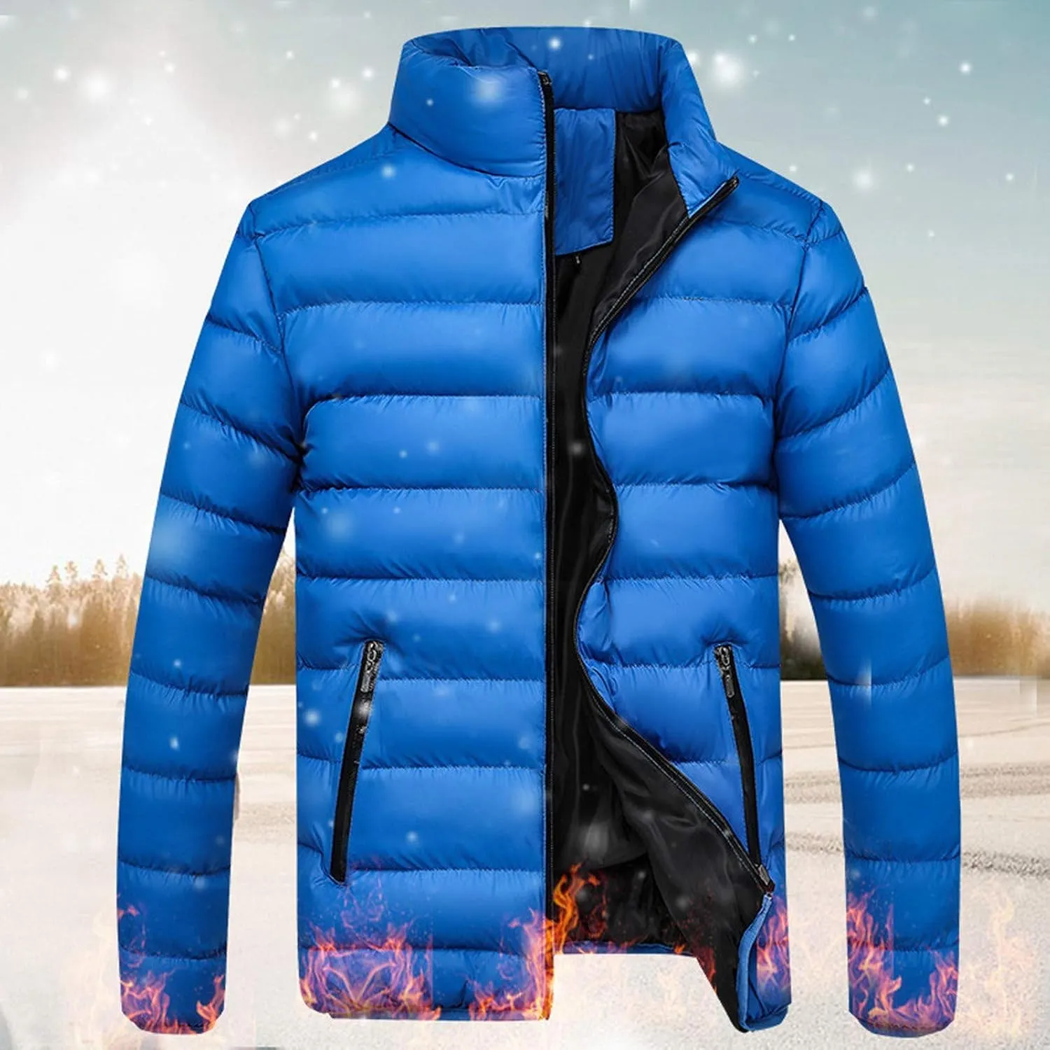 Men's Lightweight Puffer Jacket Packable Down Coat Stand Collar Quilted Jacket Slim Fit Insulated Jacket Winter Outwear