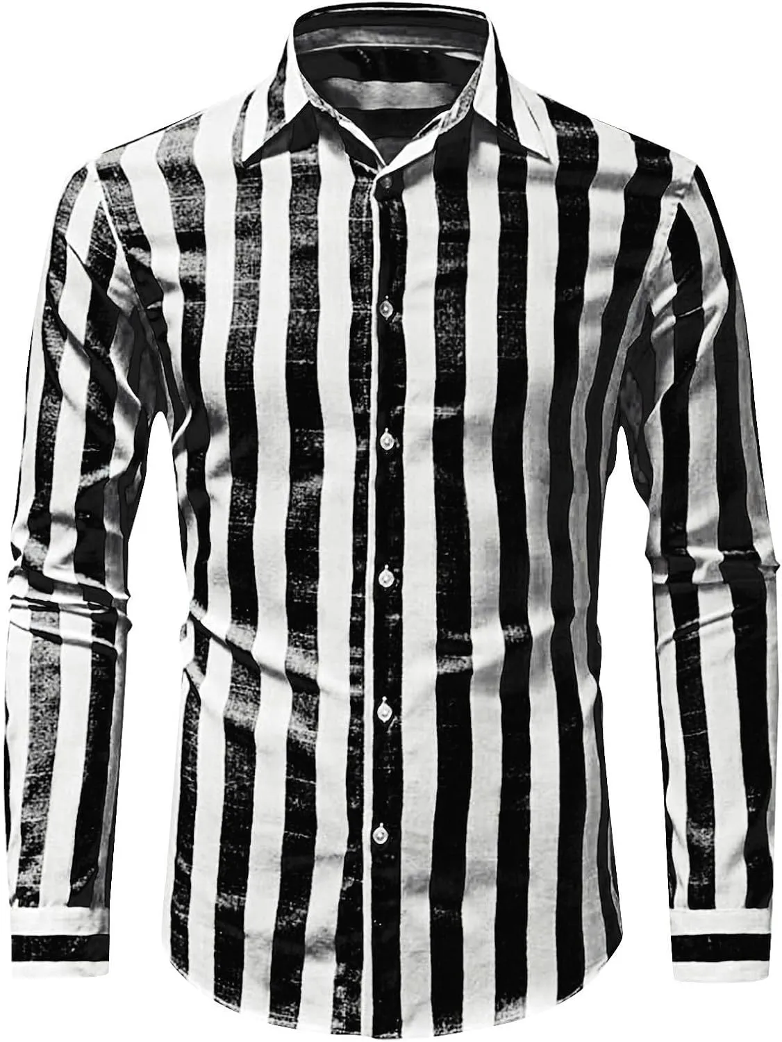 Mens Linen Shirts Summer Trendy Striped Color Block Short Sleeve Dress Shirt Business Office Button Down Work Blouse