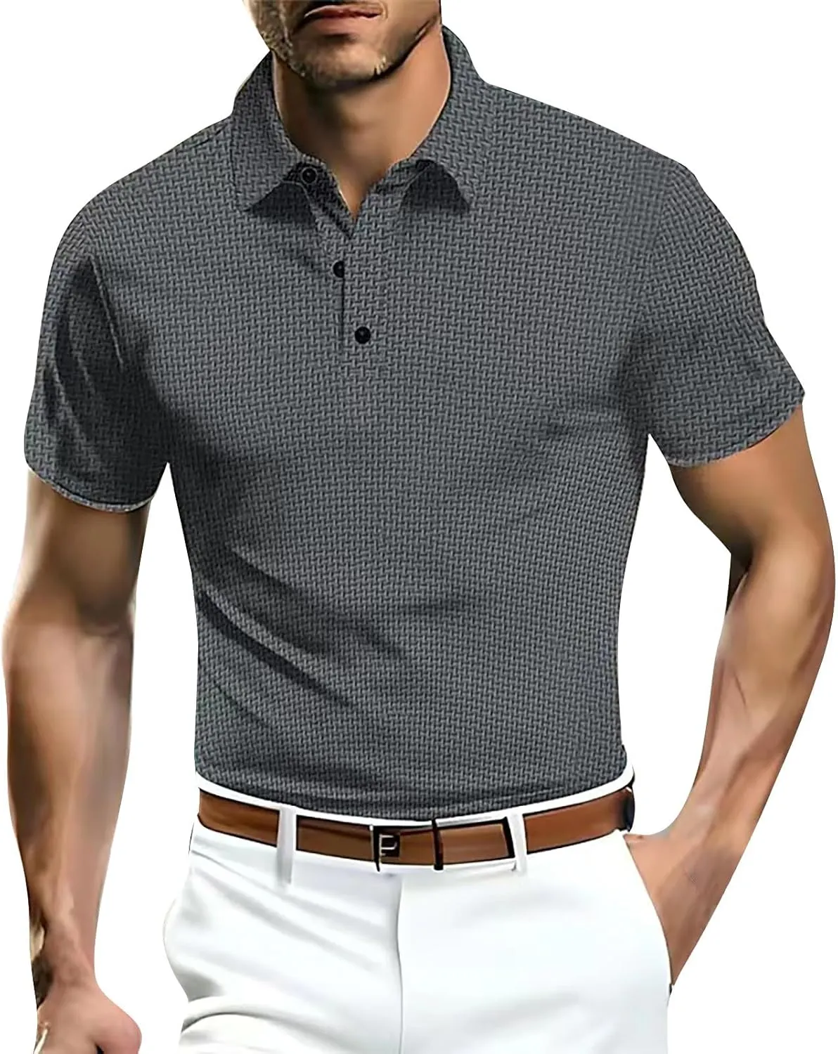 Men's Mesh Polo Shirt Short Sleeve Solid Color Lapel Henley Shirt Quick Dry Stretch Training Gym Camping Hiking Travel Top